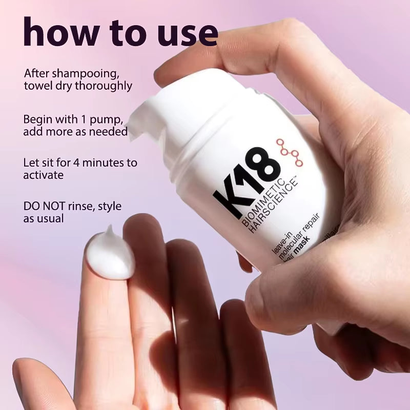 K18 Leave-In Molecular Repair Hair Mask – 4-Minute Treatment to Reverse Damage, Restore Strength & Shine