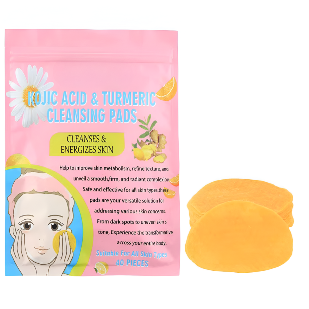 GlowClean™ Kojic Acid & Turmeric Exfoliating Pads – 40/50Pcs Daily Facial Cleansing & Skin Care